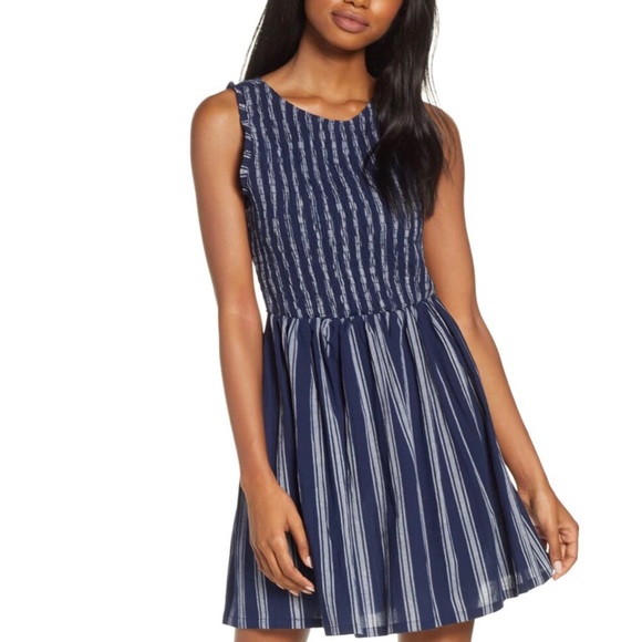 (Sold) BB Dakota You Can Jive Striped Smocked Dres - Picture 2 of 8